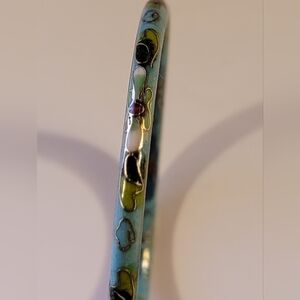 Vintage Cloisonne Light Blue Bangle Bracelet